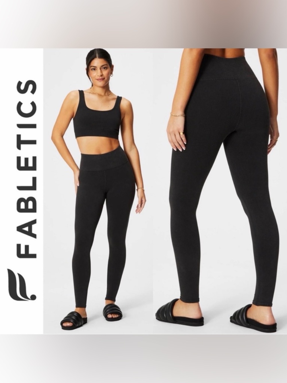 Fabletics Ribbed Cloud Seamless High-Waisted Leggings Vintage Black Medium